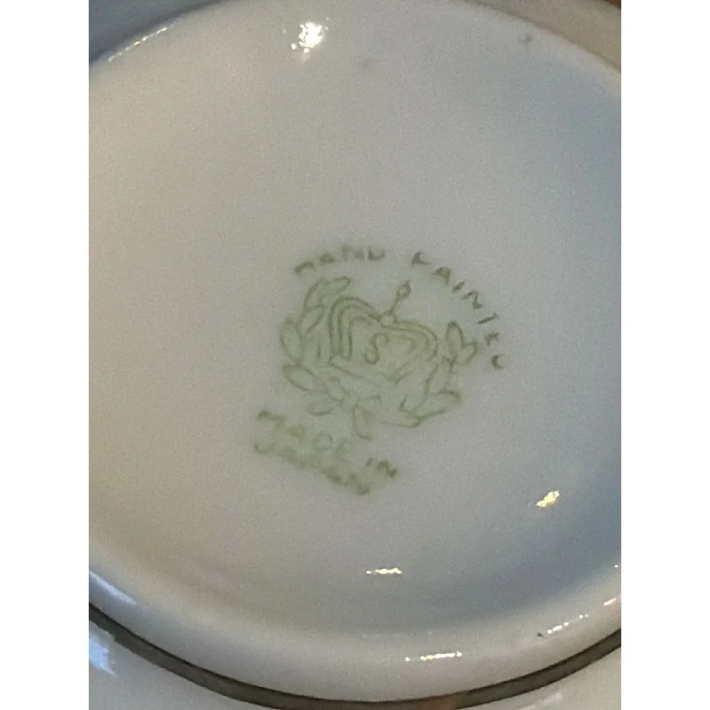 Vintage Hand Painted Japan Gold Moriage Tea Cups Pair Crown Mark Antique 1920s